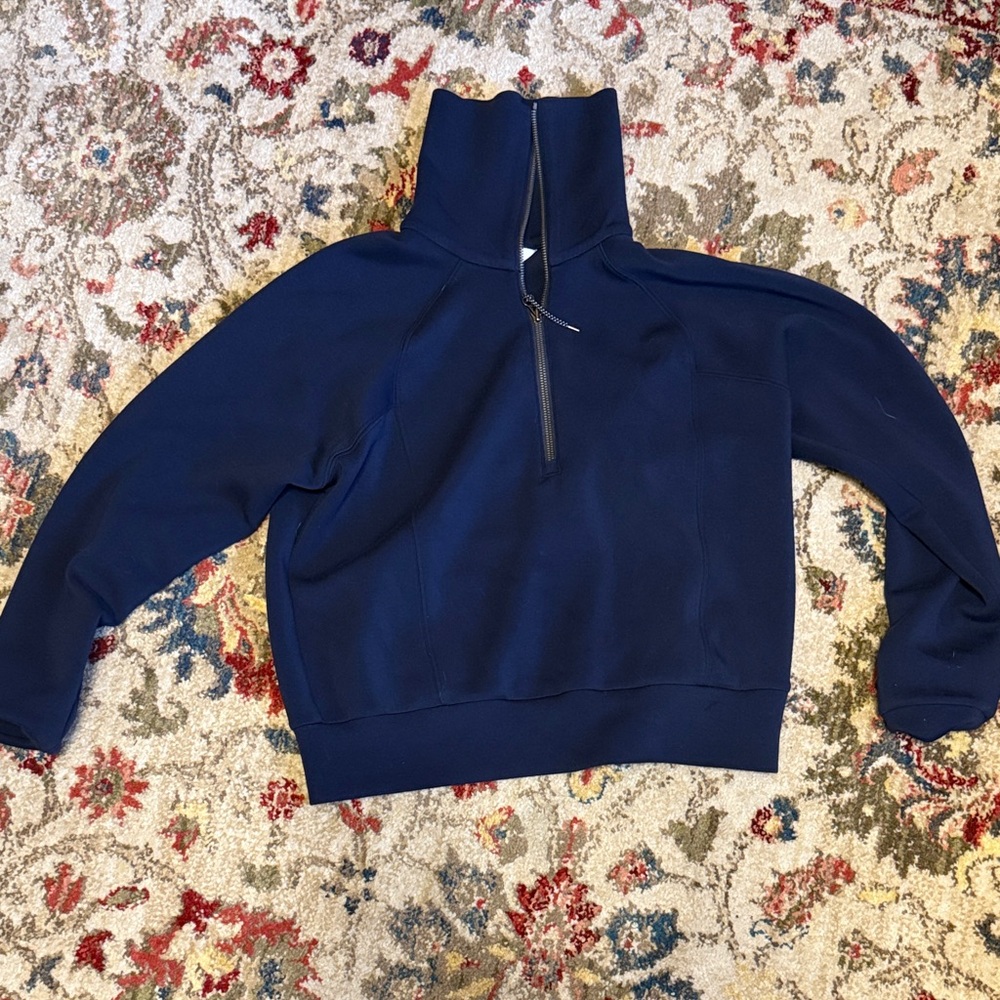 SPANX air essentials half zip navy XS